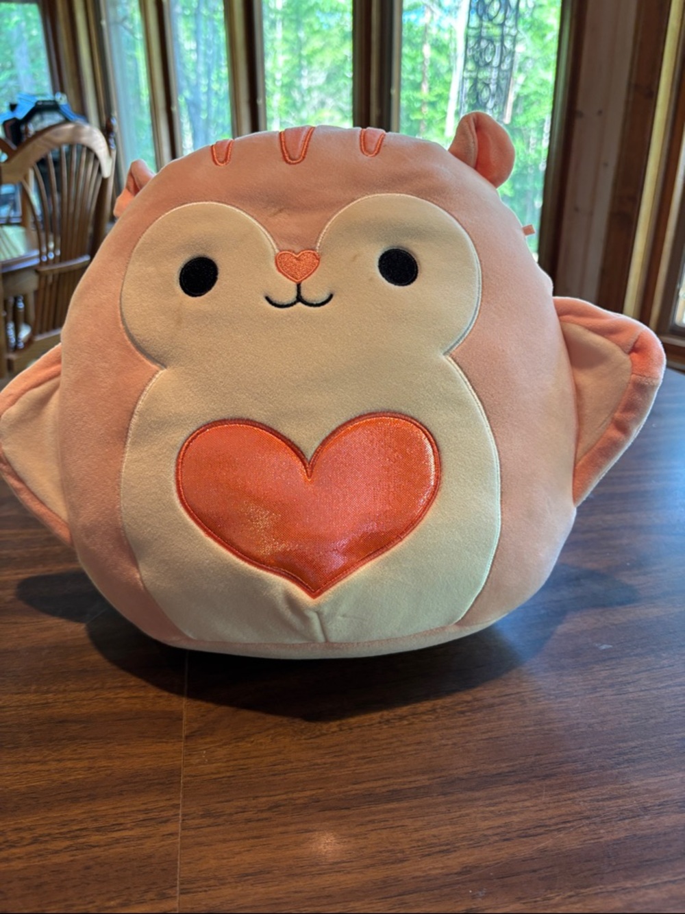 Squishmallows Pink Peach Owl with Shiny Heart